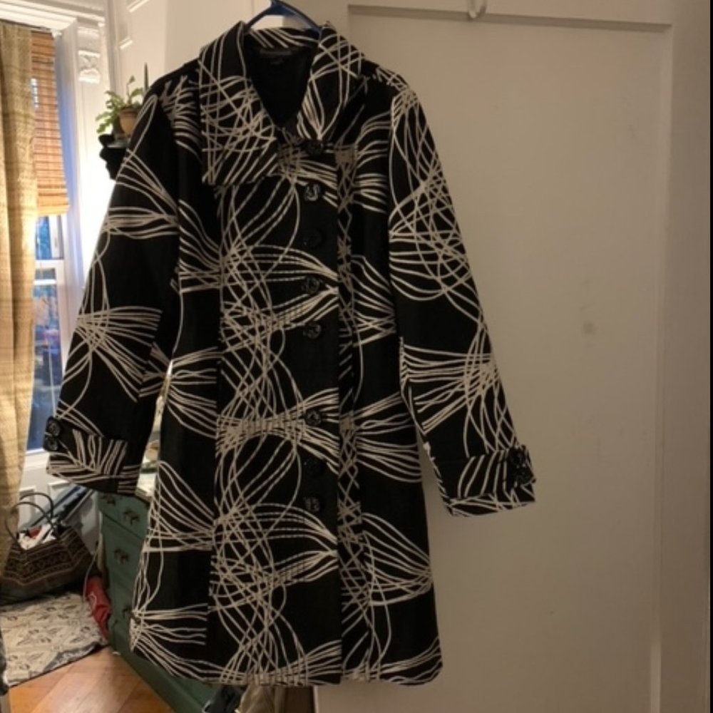 Desigual Designer Black and White Wool Coat New